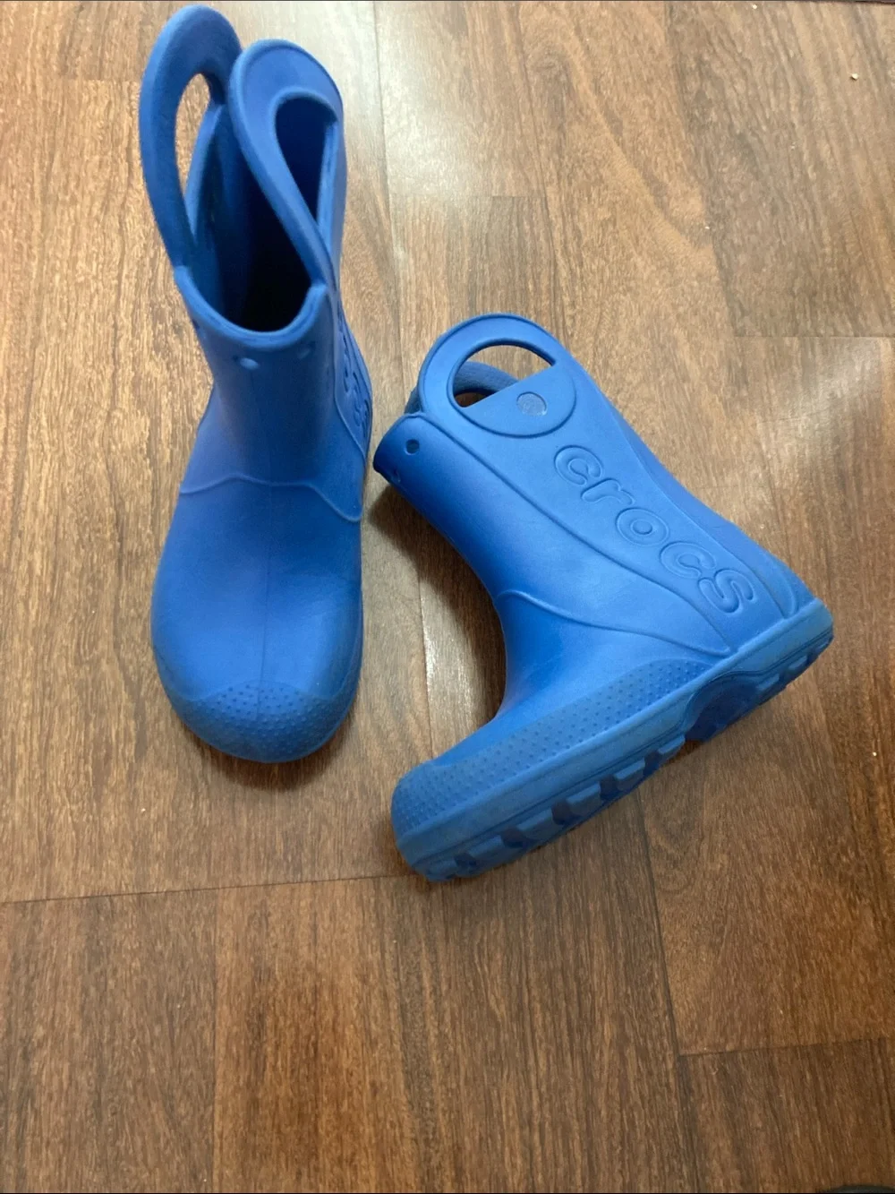 CROCS Kids Blue Pull Rain Boots Sz 13